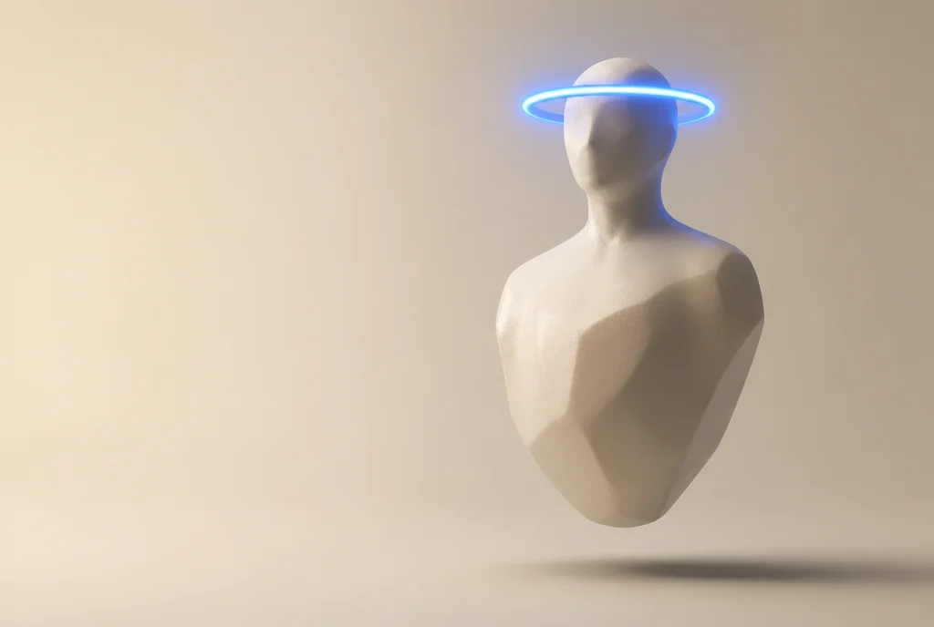 Silueta humanoide cream con halo azul — qué es un agente de IA